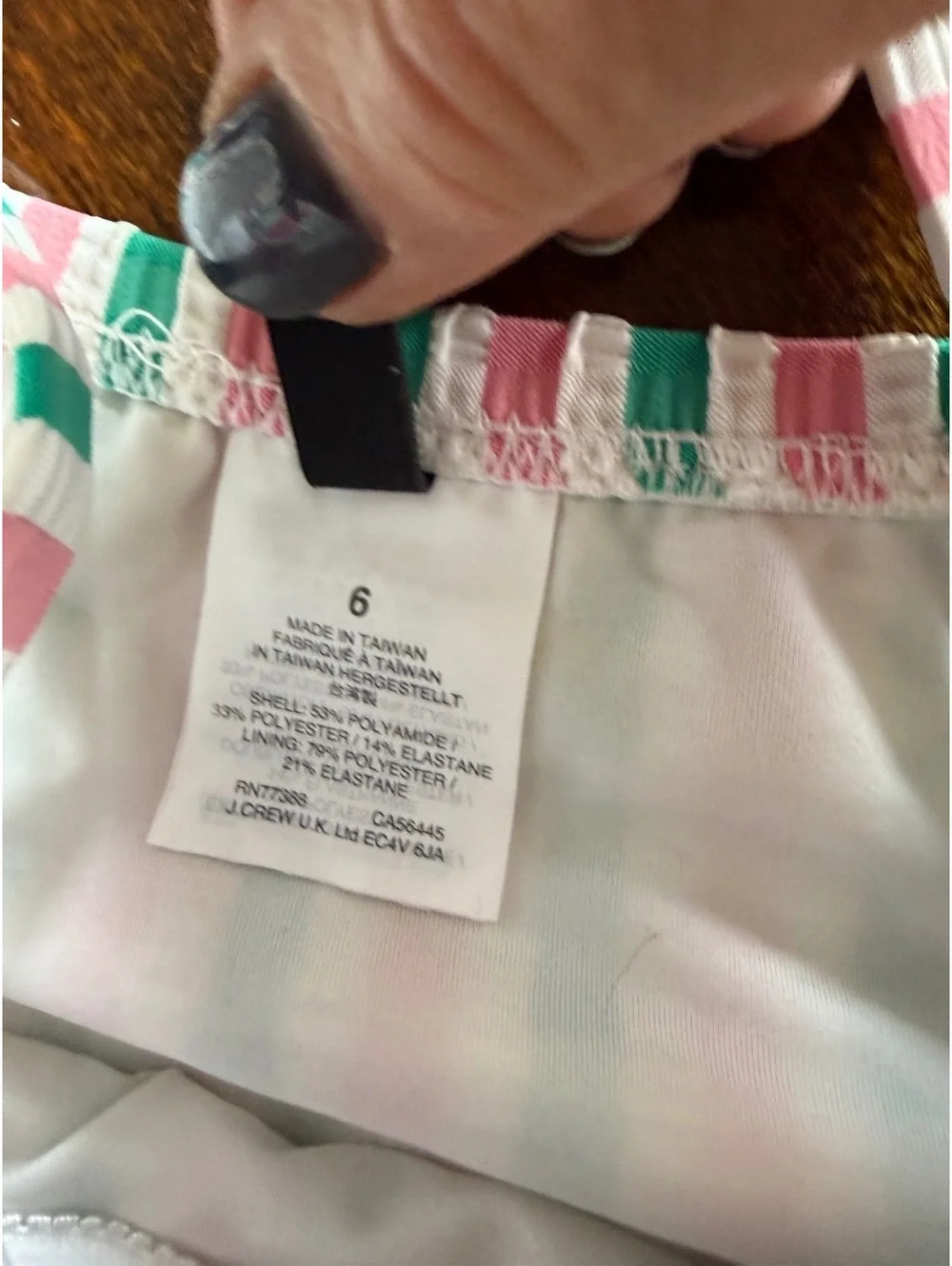 J.Crew Women's One Piece Swimsuit Size 6 Pink Green White Striped